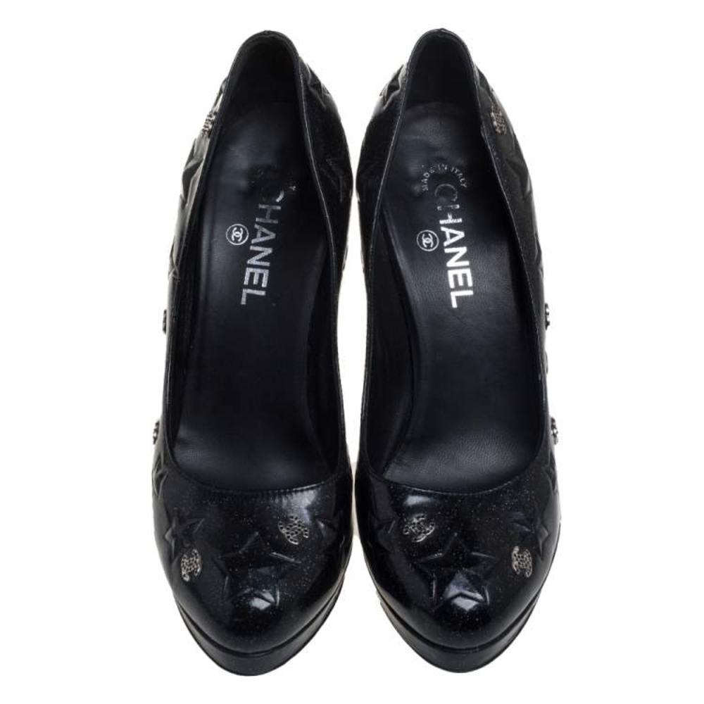 CHANEL Black Star Embellished Heels 38.5 - Picture 3 of 7